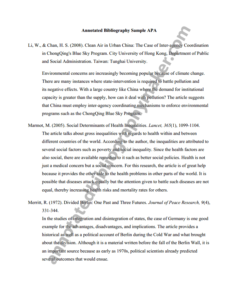 Example of annotated bibliography in turabian format