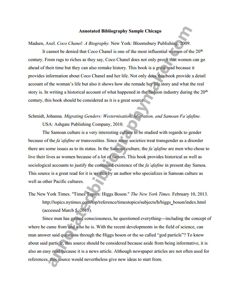 Chicago annotated bibliography