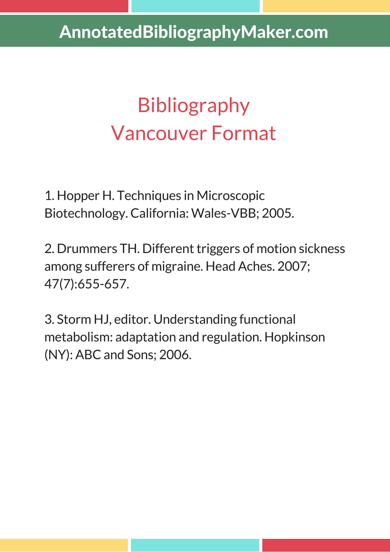 bibliography style vancouver