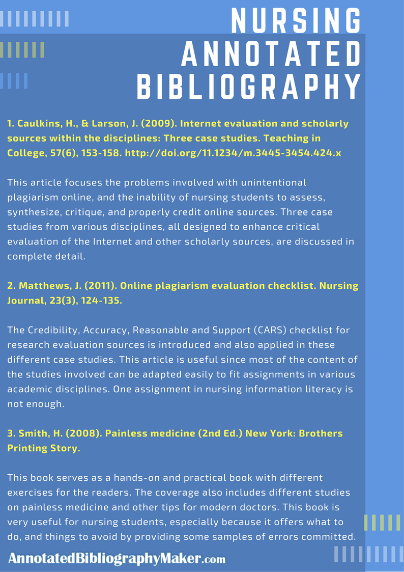 example of annotated bibliography nursing