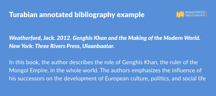 turabian annotated bibliography